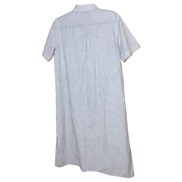 Eileen Fisher Womens Checkered Shirtdress Size XXS White Organic Cotton Ripple - Picture 2 of 10